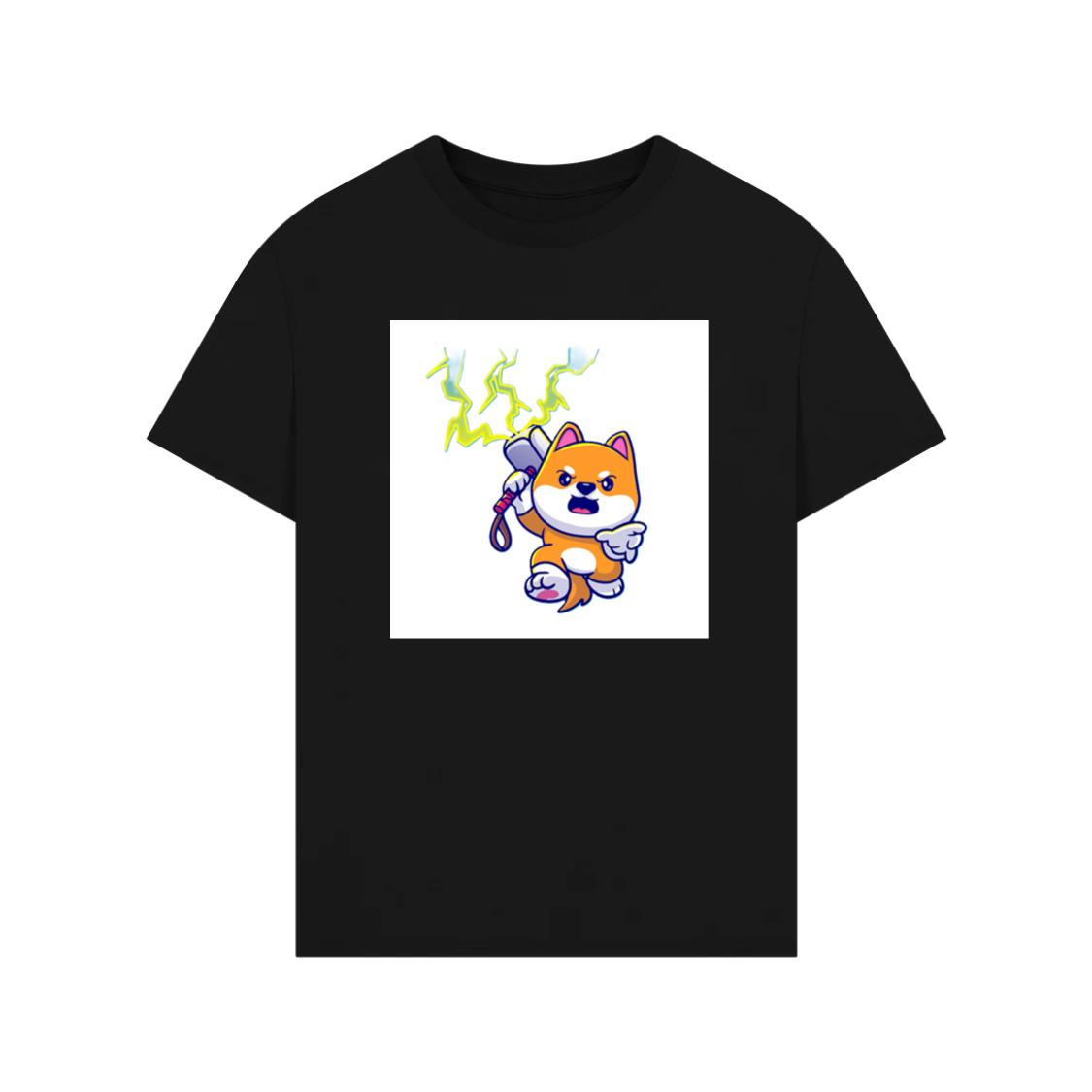 A Shiba Inu's Mjolnir Moment in a Cartoon Caper T-Shirt