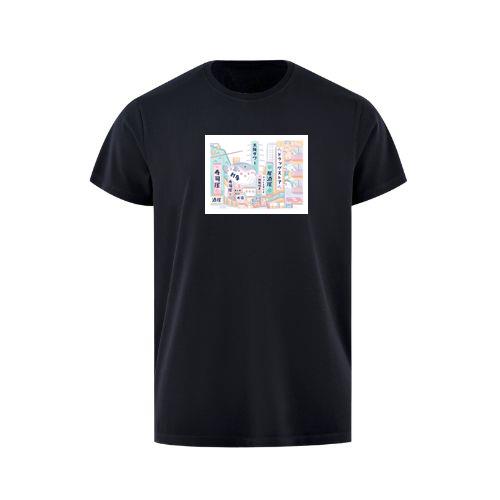 A Stylized Japanese Cityscape with a Sea Creature Surprise T-Shirts