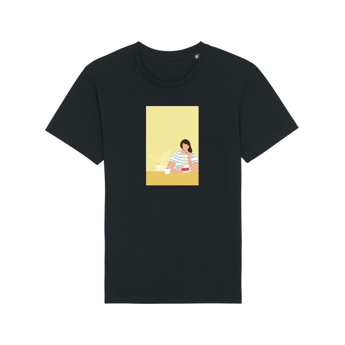 A Woman Enjoying a Bowl of Noodles and a Hot Drink T-Shirts
