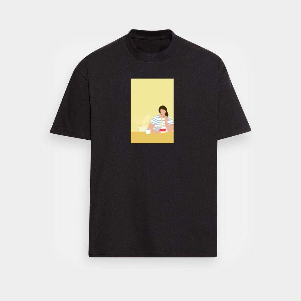A Woman Enjoying a Bowl of Noodles and a Hot Drink T-Shirts
