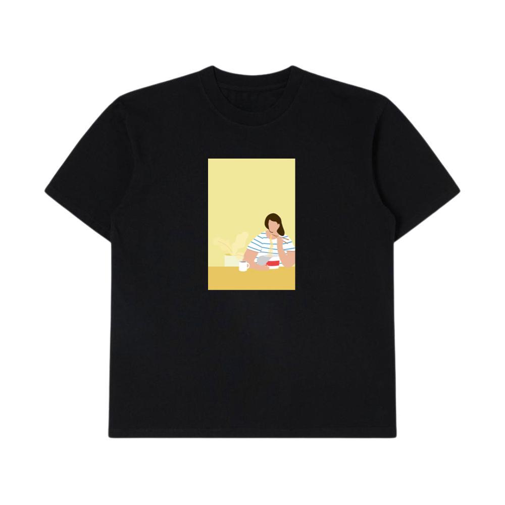 A Woman Enjoying a Bowl of Noodles and a Hot Drink T-Shirts