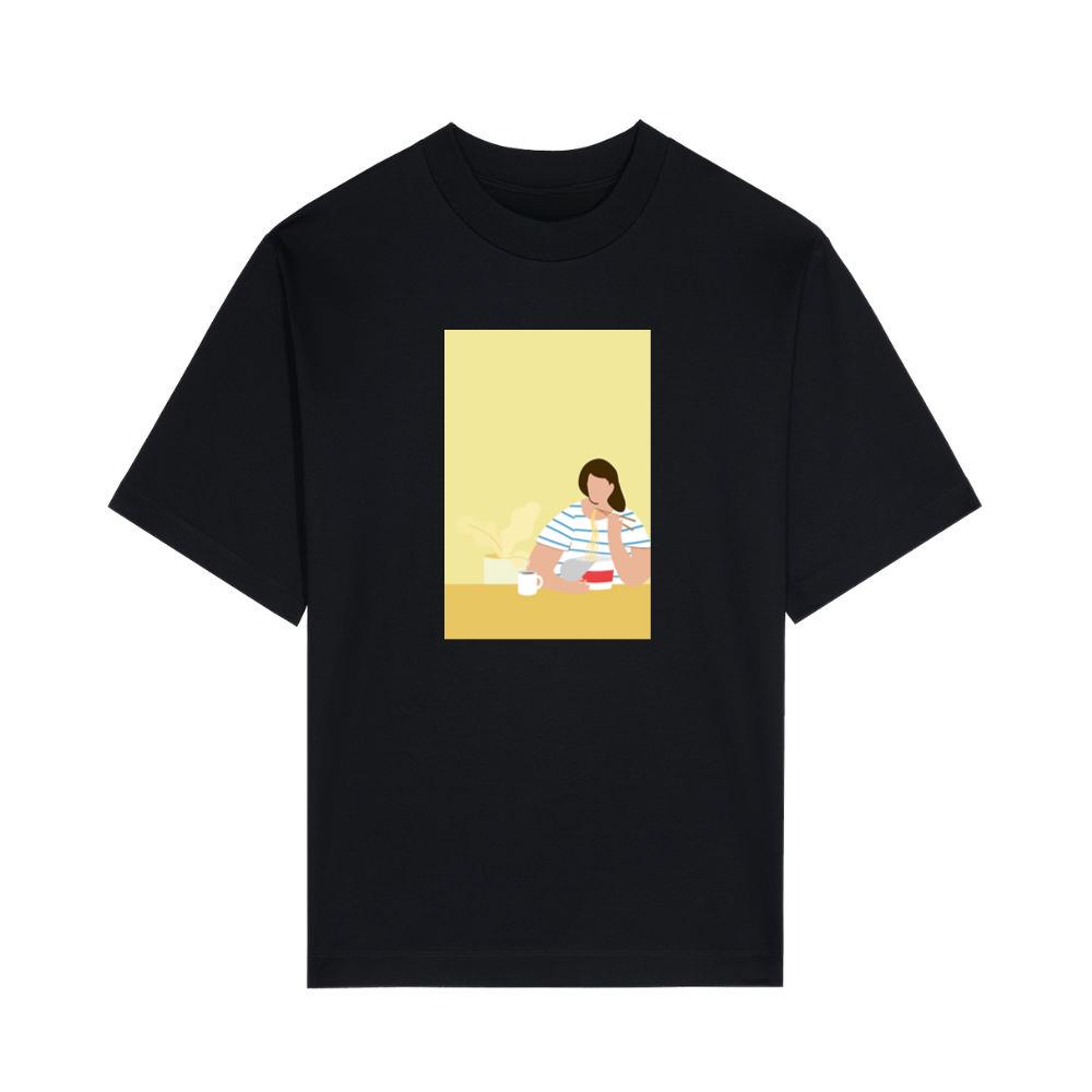A Woman Enjoying a Bowl of Noodles and a Hot Drink T-Shirts