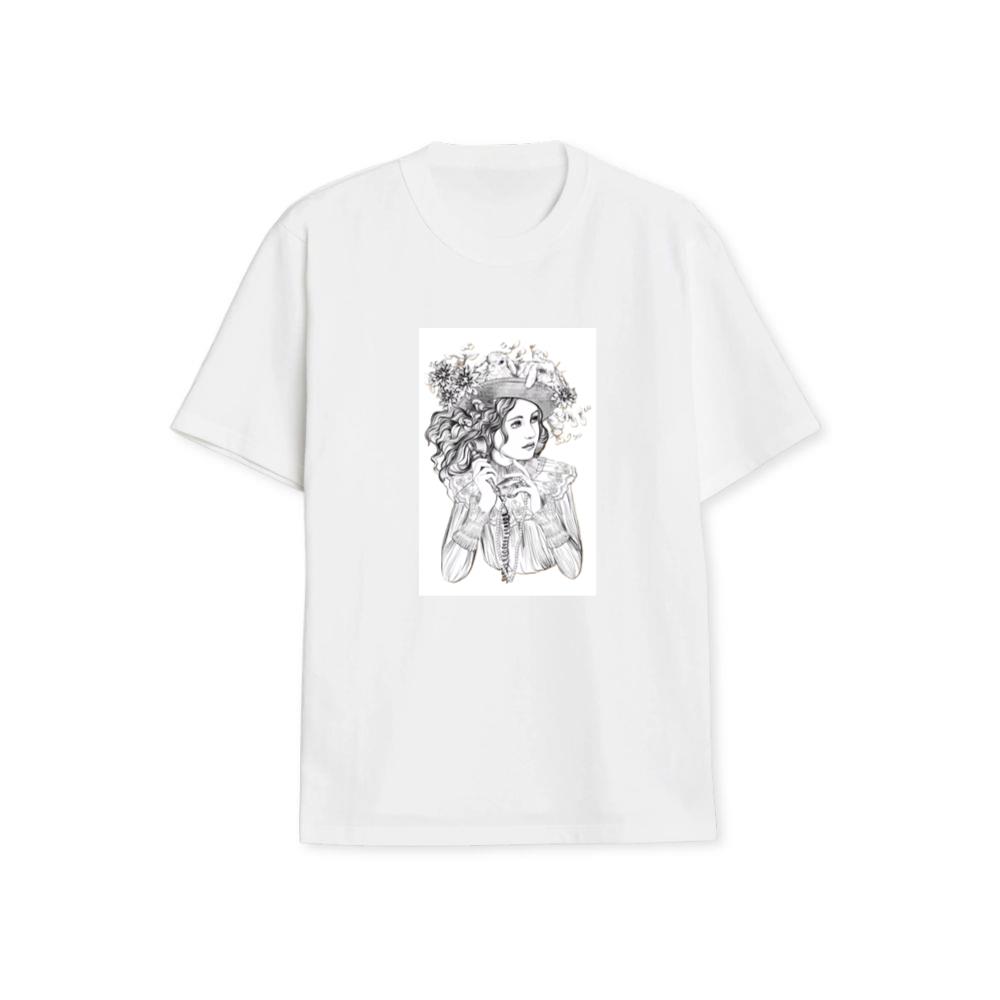 A Woman with Rabbits, Flowers, and Surreal Elements T-Shirts