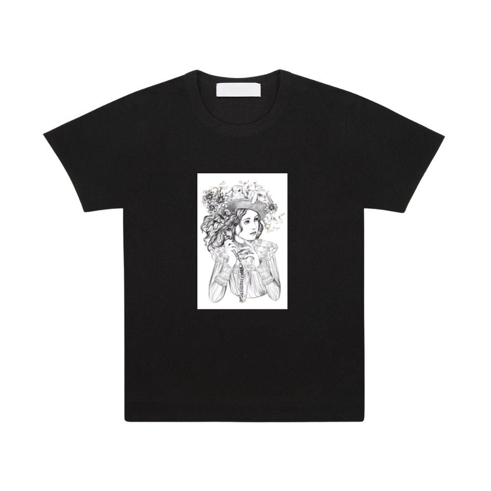 A Woman with Rabbits, Flowers, and Surreal Elements T-Shirts