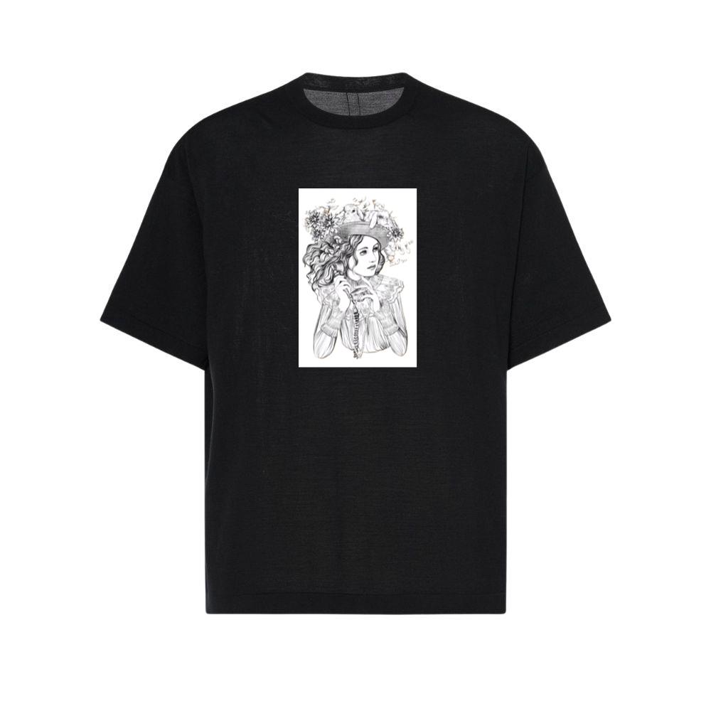 A Woman with Rabbits, Flowers, and Surreal Elements T-Shirts