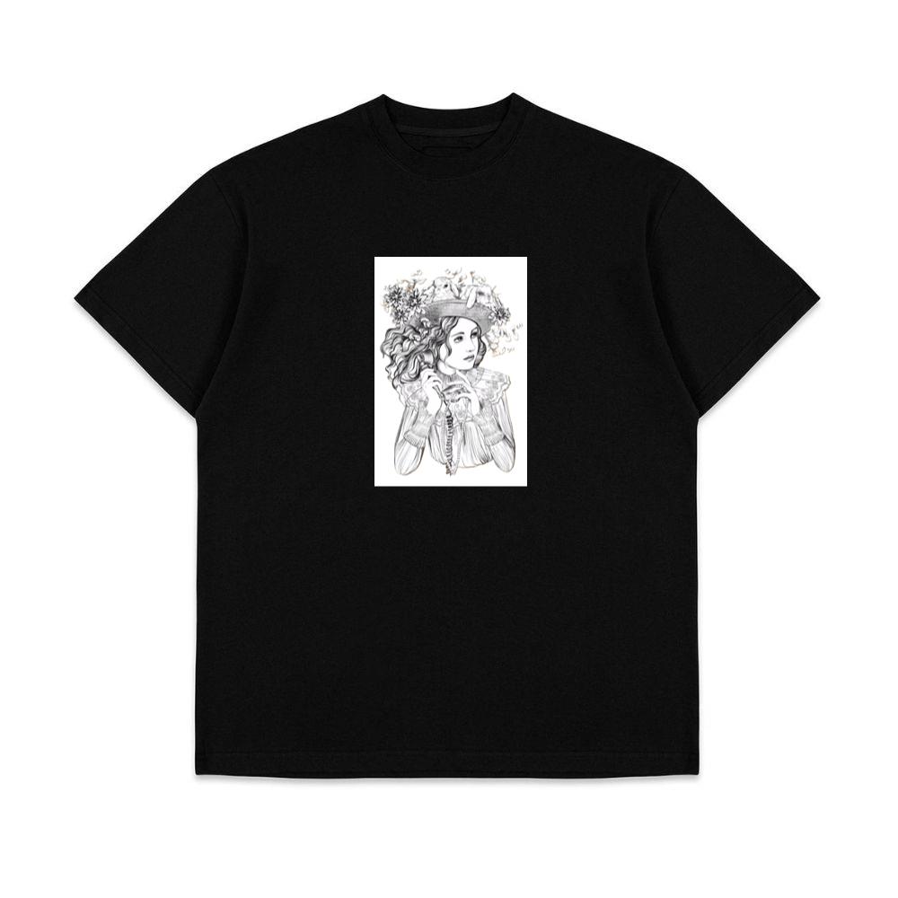A Woman with Rabbits, Flowers, and Surreal Elements T-Shirts