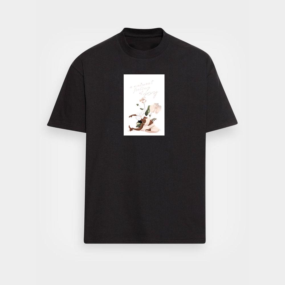 A Yoga Illustration with Flowers T-Shirts