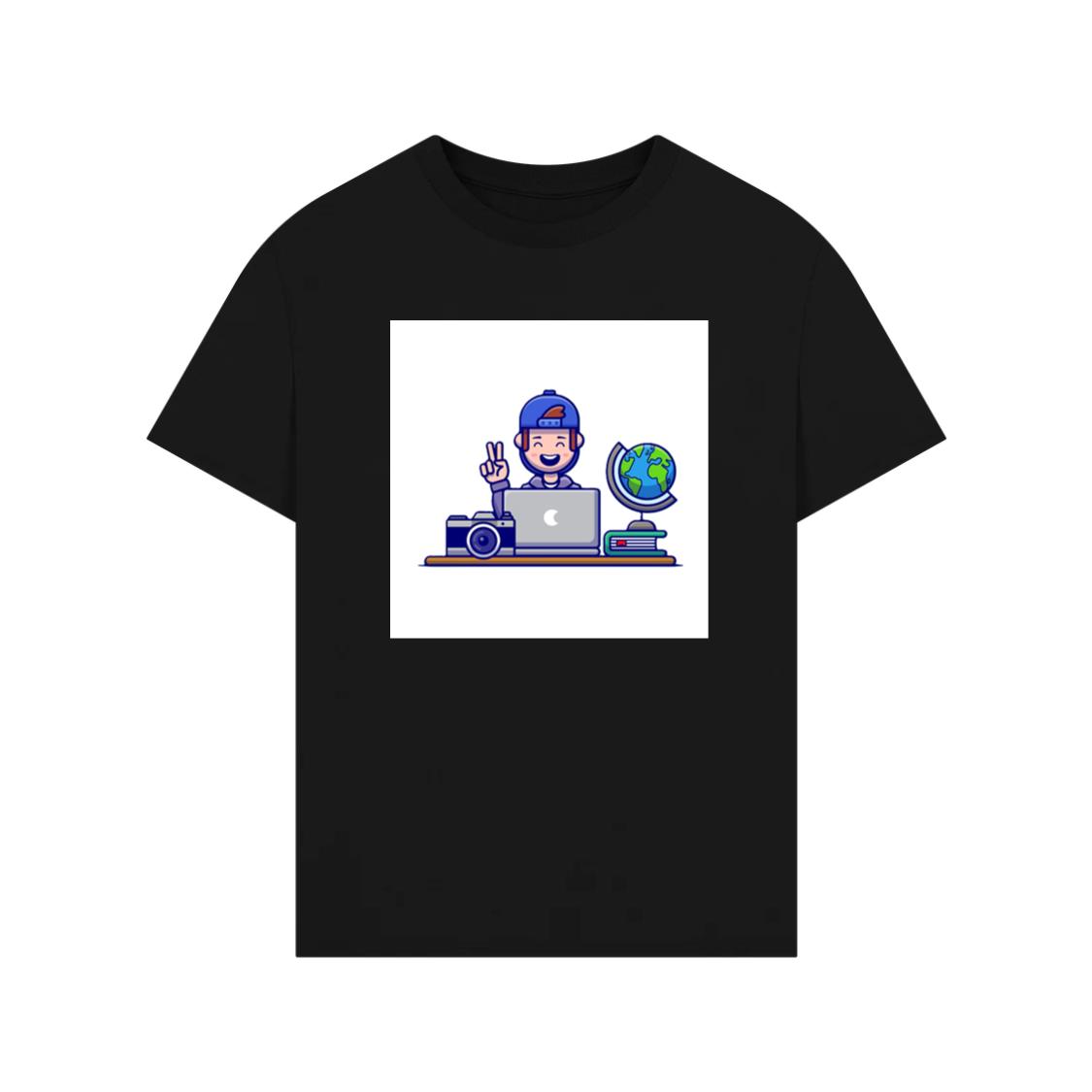 A Young Traveler's Digital Day in a Cheerful Hue T-Shirt