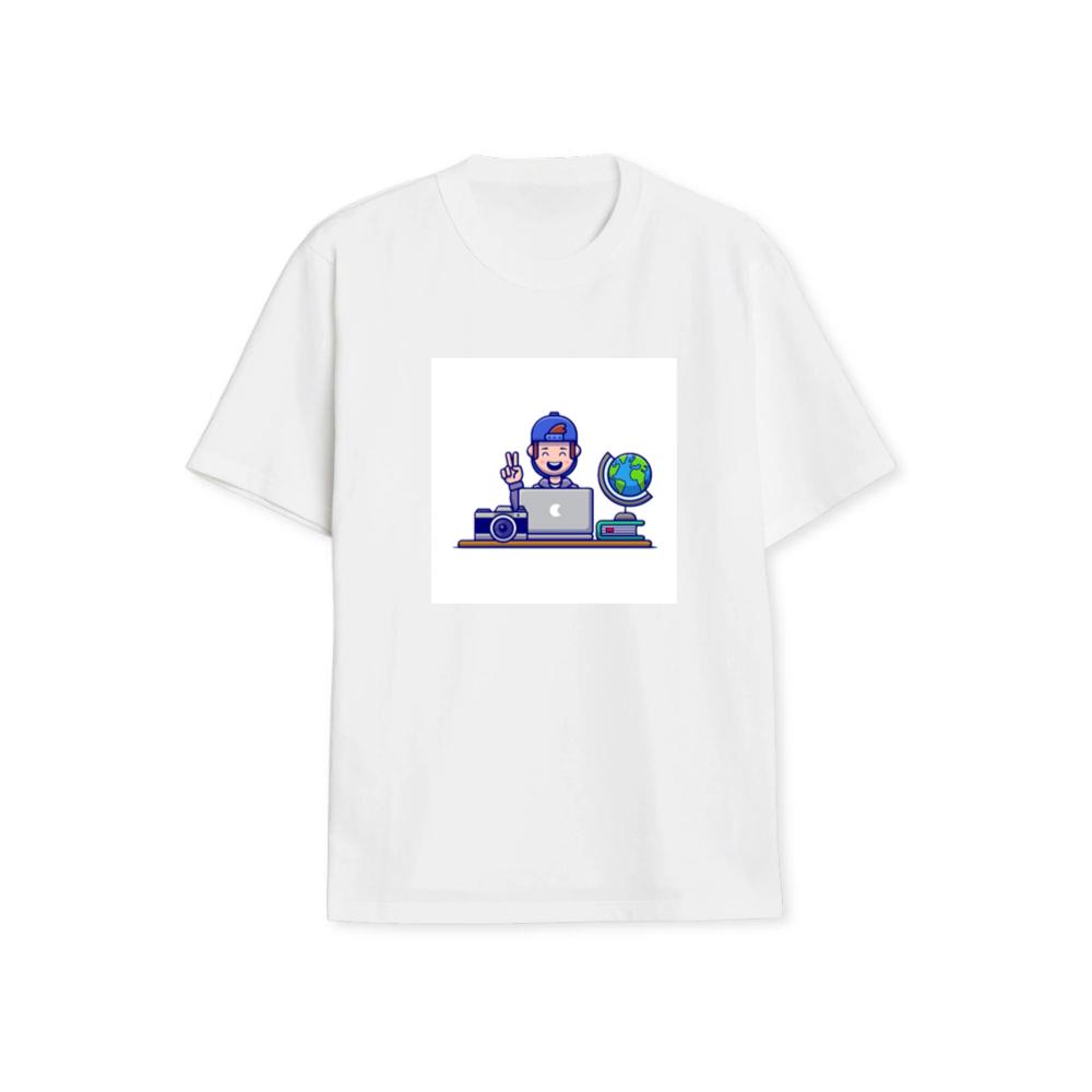 A Young Traveler's Digital Day in a Cheerful Hue T-Shirts