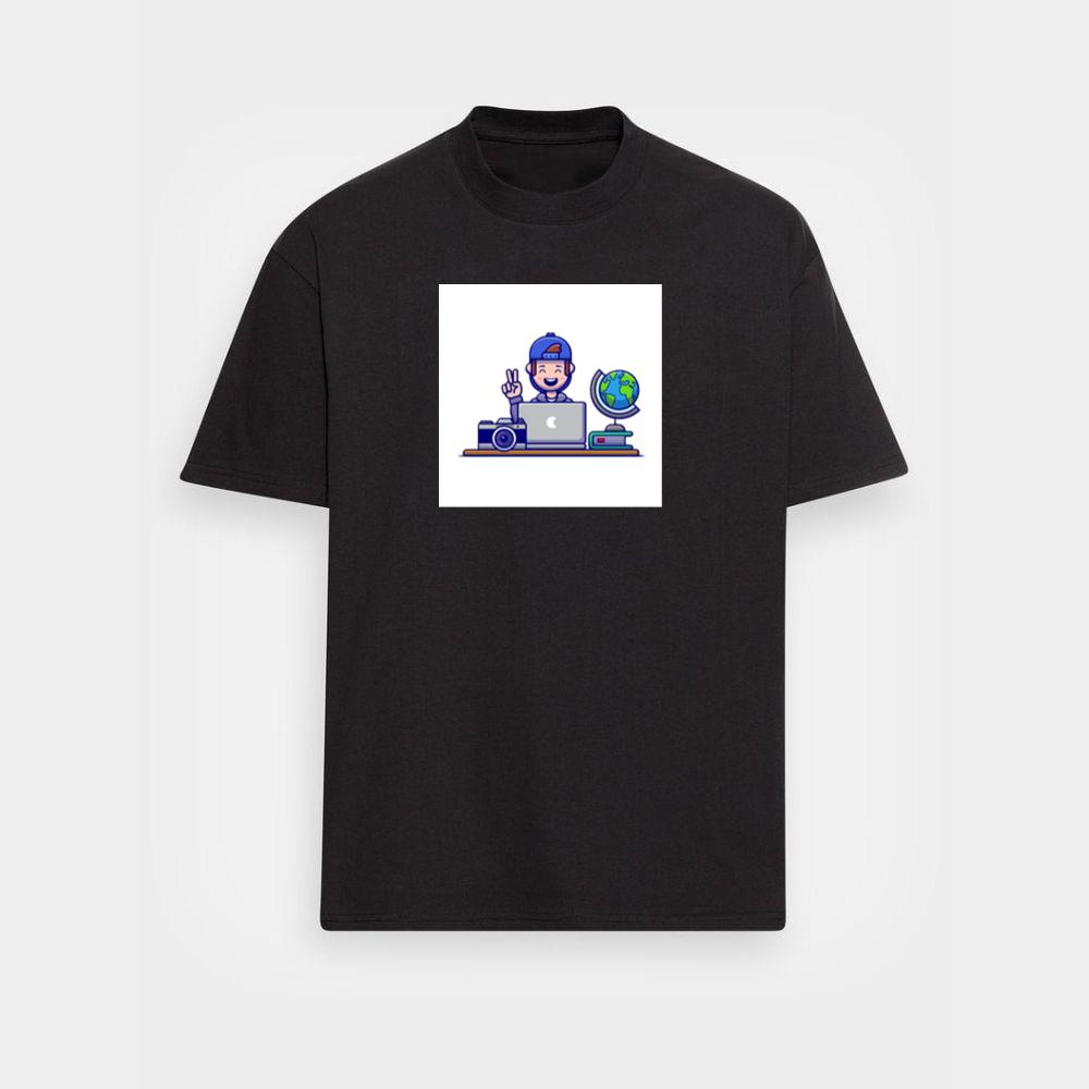 A Young Traveler's Digital Day in a Cheerful Hue T-Shirts