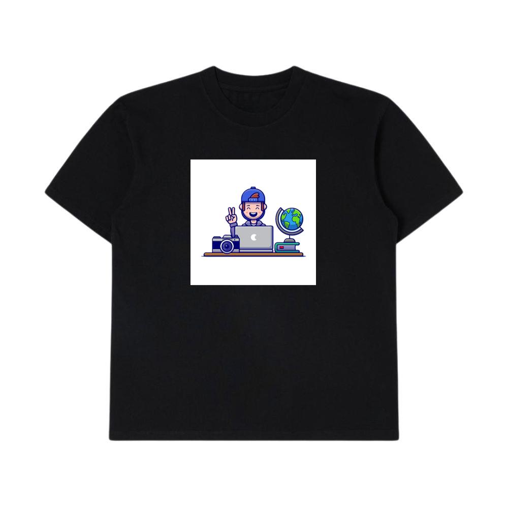 A Young Traveler's Digital Day in a Cheerful Hue T-Shirts