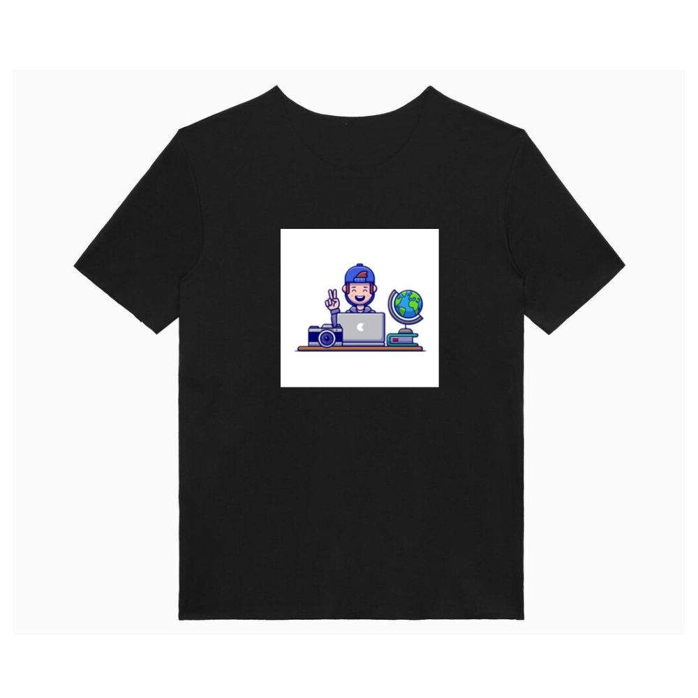 A Young Traveler's Digital Day in a Cheerful Hue T-Shirts