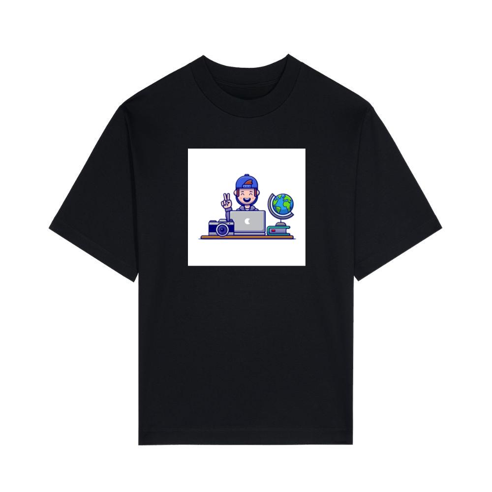A Young Traveler's Digital Day in a Cheerful Hue T-Shirts