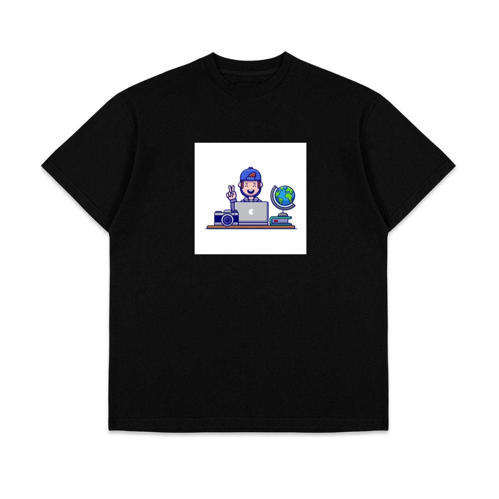 A Young Traveler's Digital Day in a Cheerful Hue T-Shirts