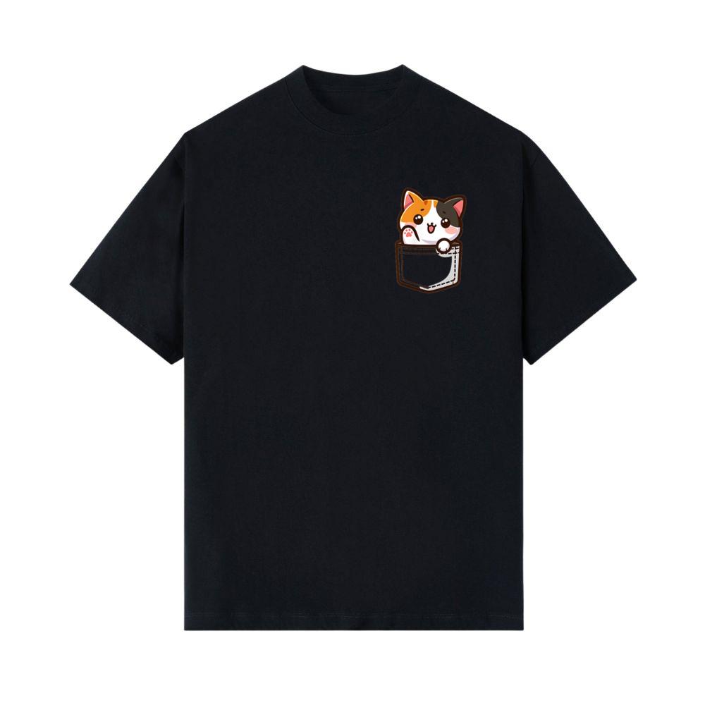 Adorable Chibi Japanese Pocket Kawaii Calico Cat Men Women Kids T-Shirt 