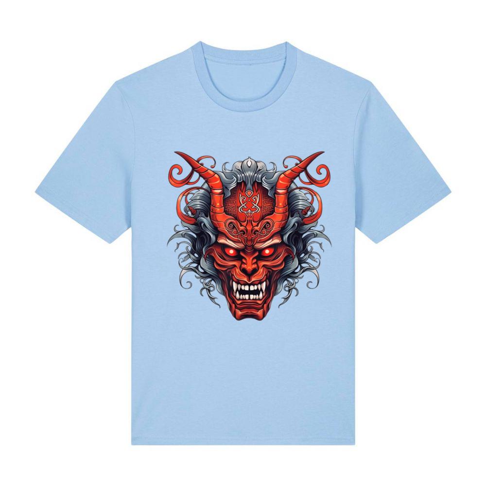 Aesthetic Samurai Demon Mask Cyberpunk Print T-Shirt