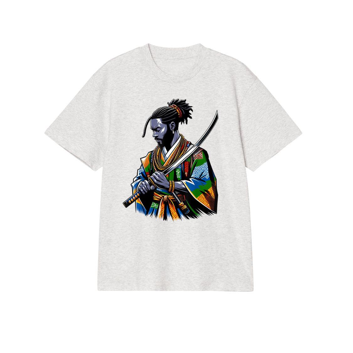 Afro American Samurai Anime Cartoon japanese bushido warrior T-Shirt