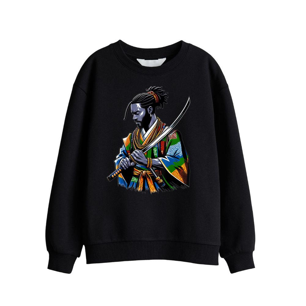 Afro American Samurai Anime Cartoon japanese bushido warrior T-Shirt Sweatshirt