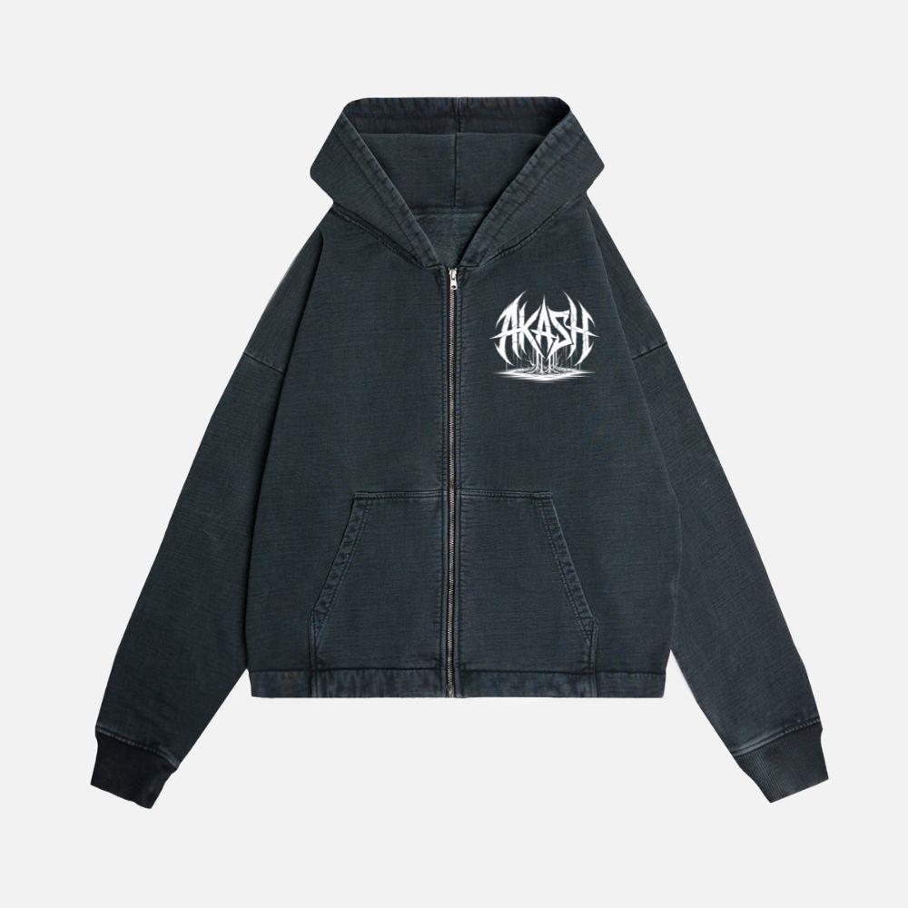 Akash Retro Typography Graphic Style Zip Hoodie