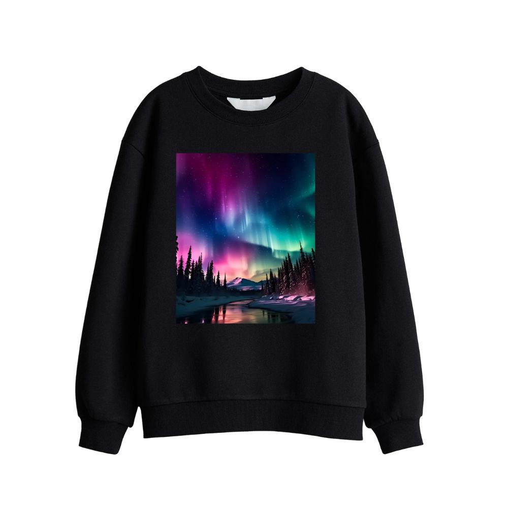 Alaska Landscape Aurora Borealis Northern Lights Vacay Merch Long Sleeve T-Shirt Sweatshirt