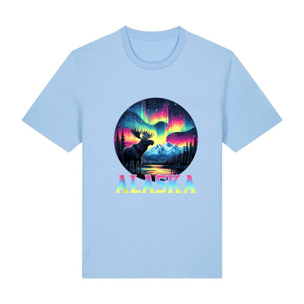 Alaska Northern Lights Aurora Viewing Alaska Vacation Moose T-Shirt (1)