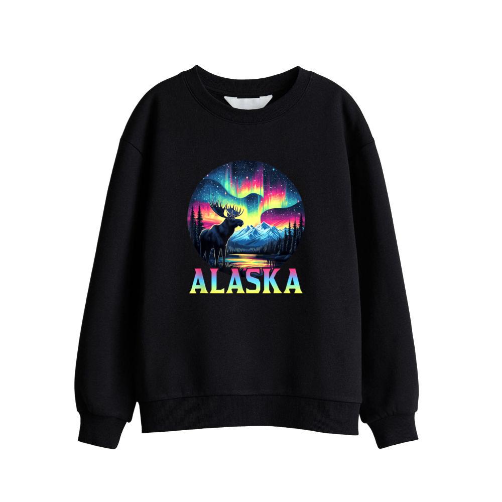 Alaska Northern Lights Aurora Viewing Alaska Vacation Moose T-Shirt (1) Sweatshirt