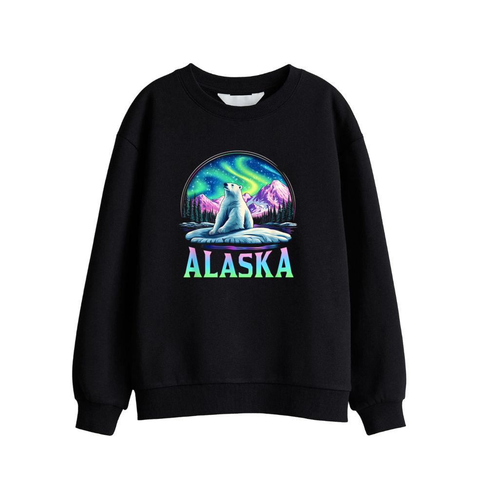 Alaska Northern Lights Aurora Viewing Bear Vacation Trip Sweatshirt