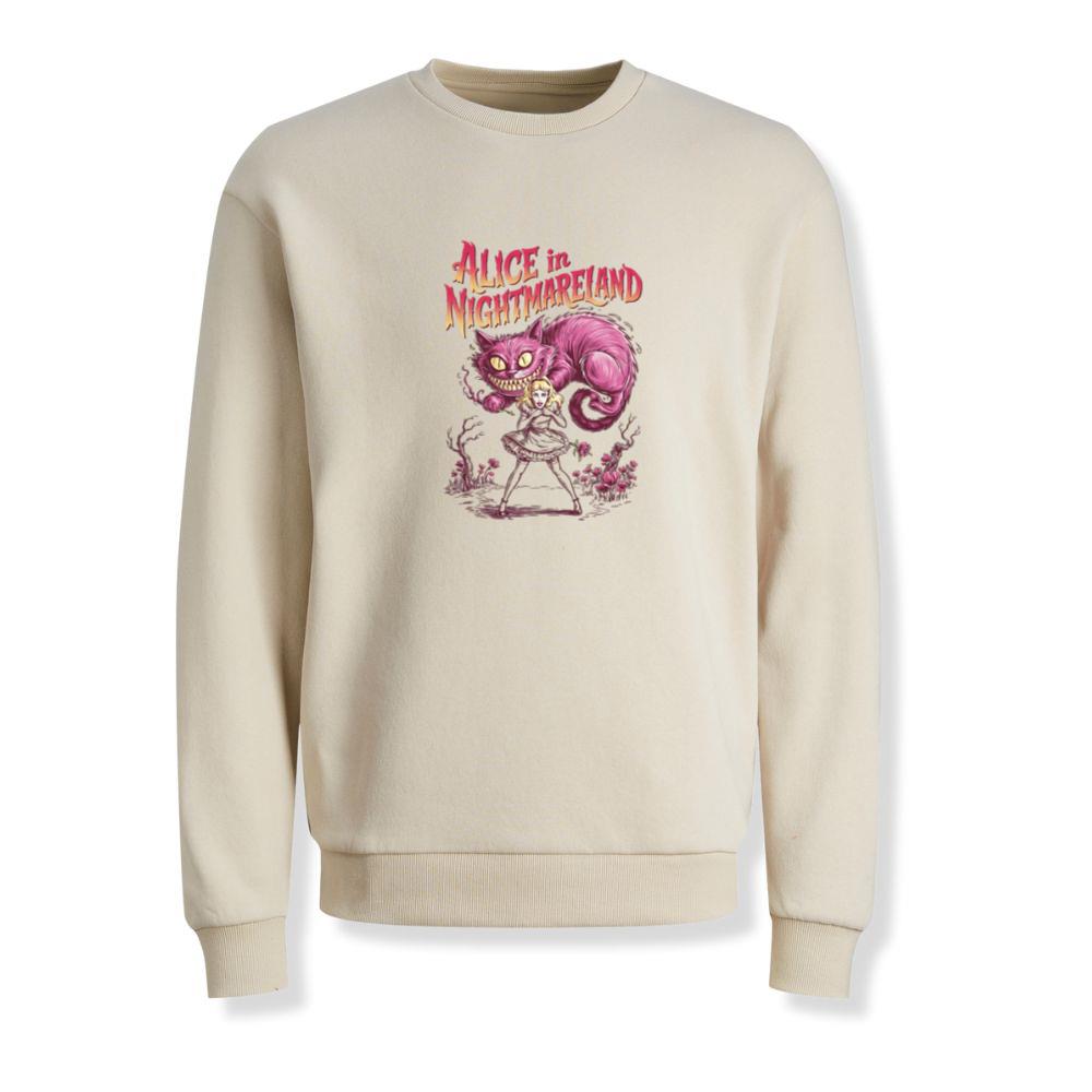 Alice in Nightmareland Creepy Cat Wonderland Style Sweatshirt - Image 2