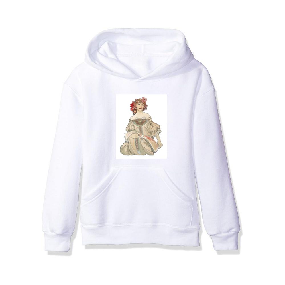 Alphonse Mucha's Art Nouveau Woman with Flowers Hoodies