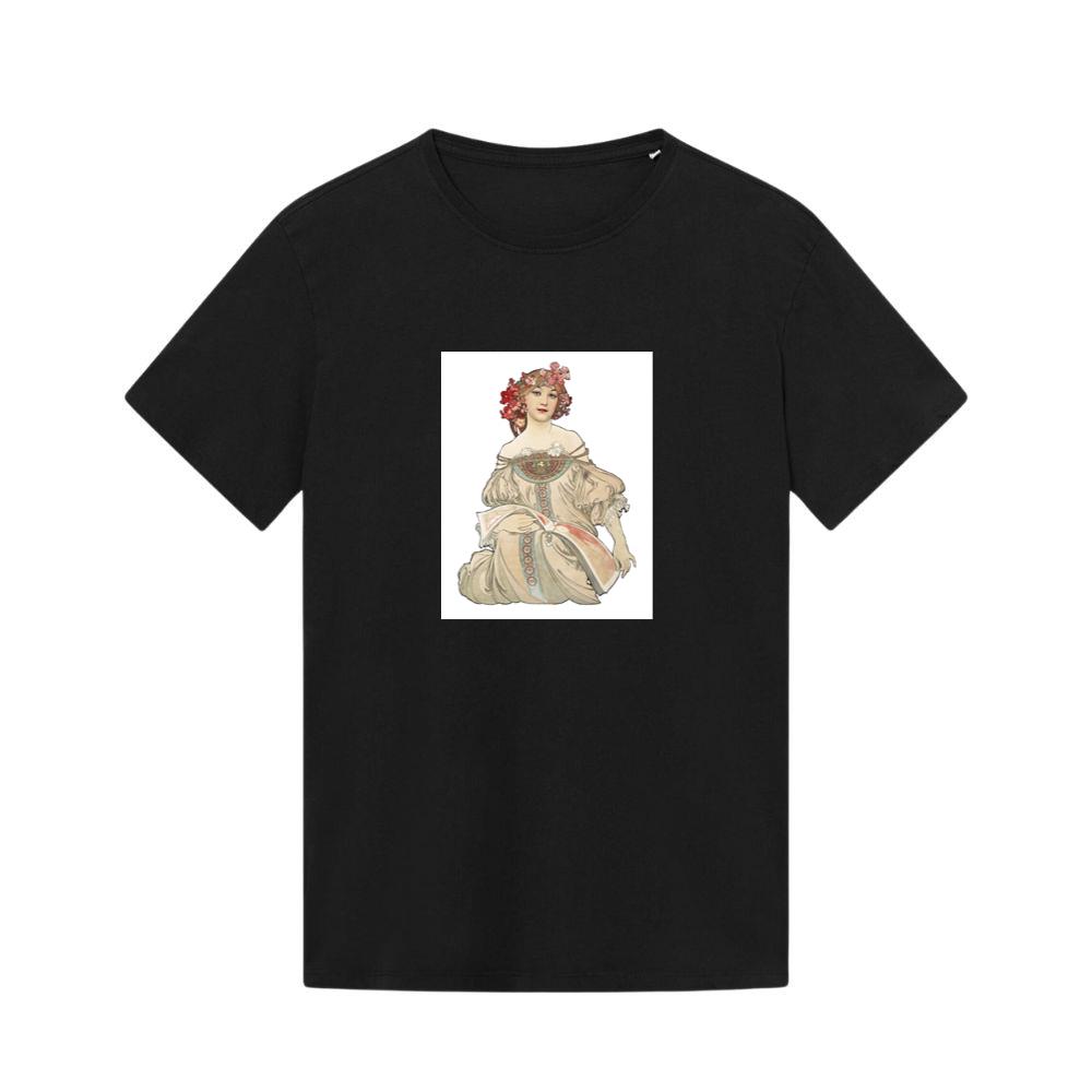Alphonse Mucha's Art Nouveau Woman with Flowers T-Shirts