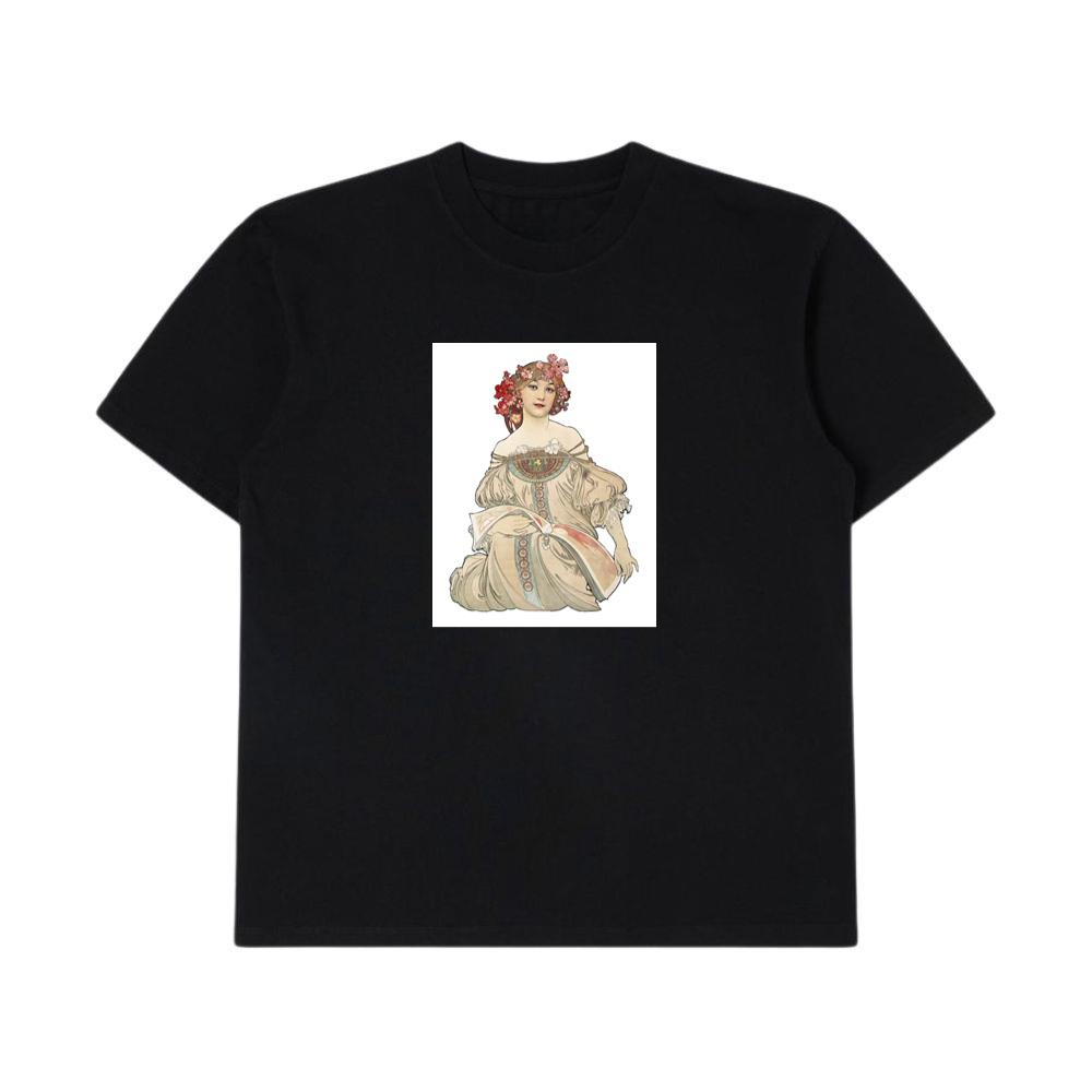 Alphonse Mucha's Art Nouveau Woman with Flowers T-Shirts