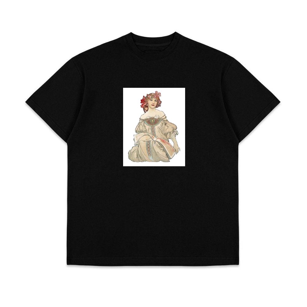 Alphonse Mucha's Art Nouveau Woman with Flowers T-Shirts