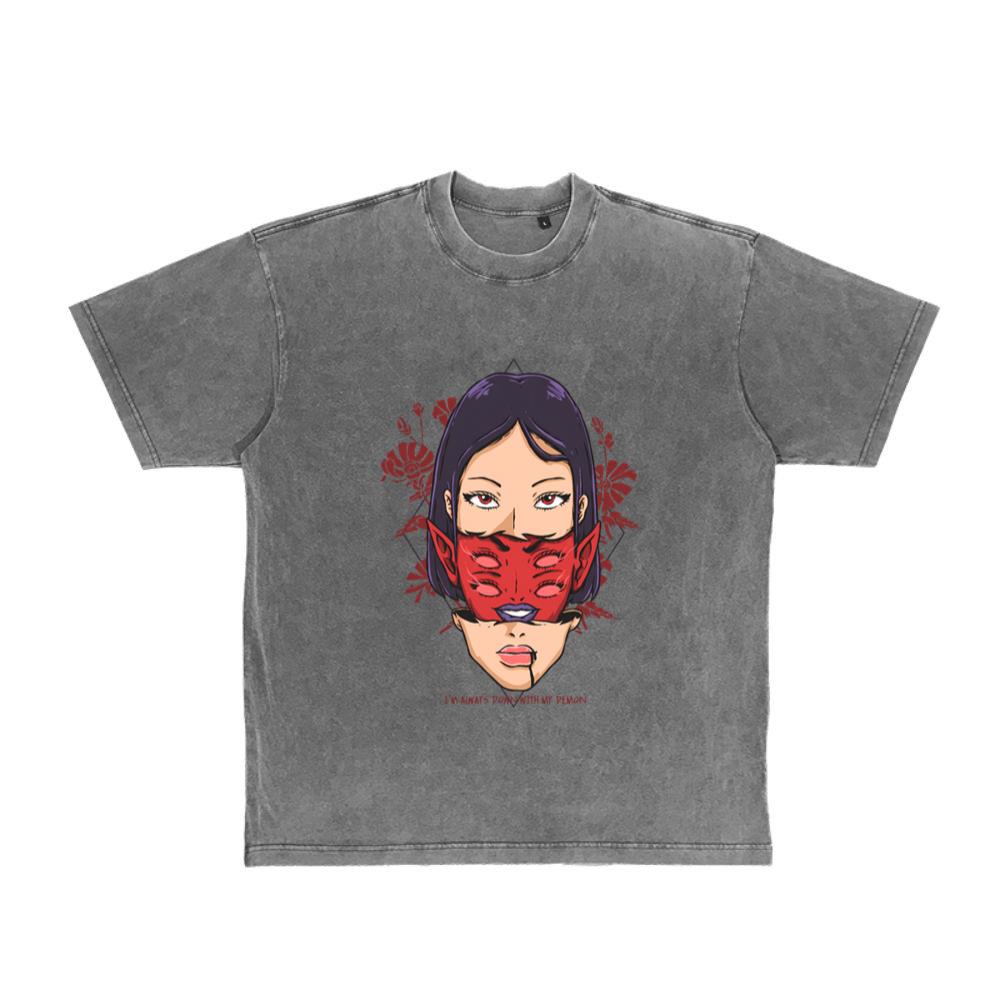 Always Down With My Demon Devil Anime Sata Gothic T-Shirt