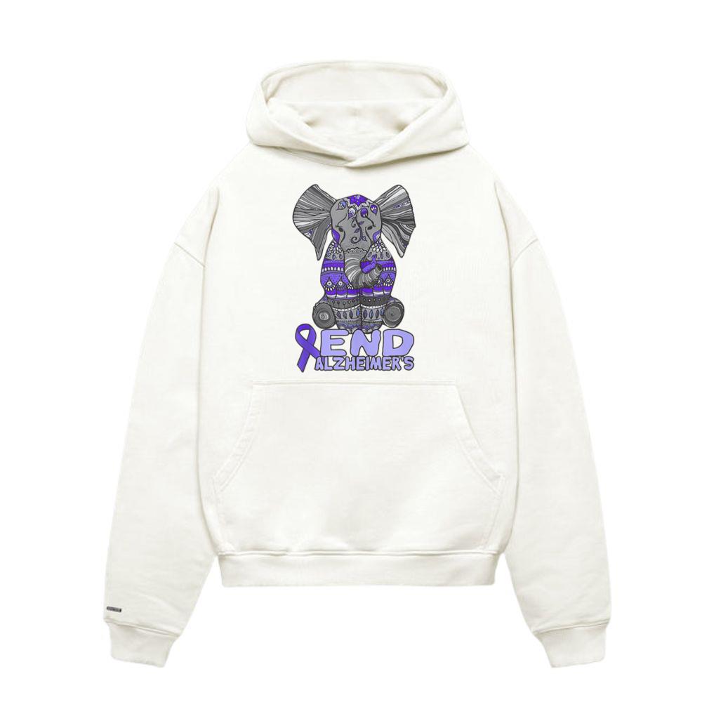 Alzheimer Awareness and purple Elephant Animal Hoodie