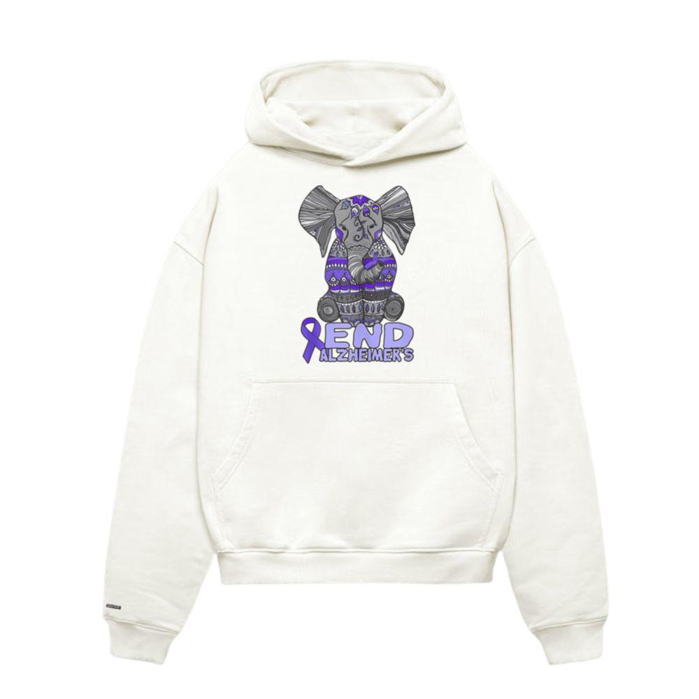 Alzheimer Awareness and purple Elephant Animal Hoodie