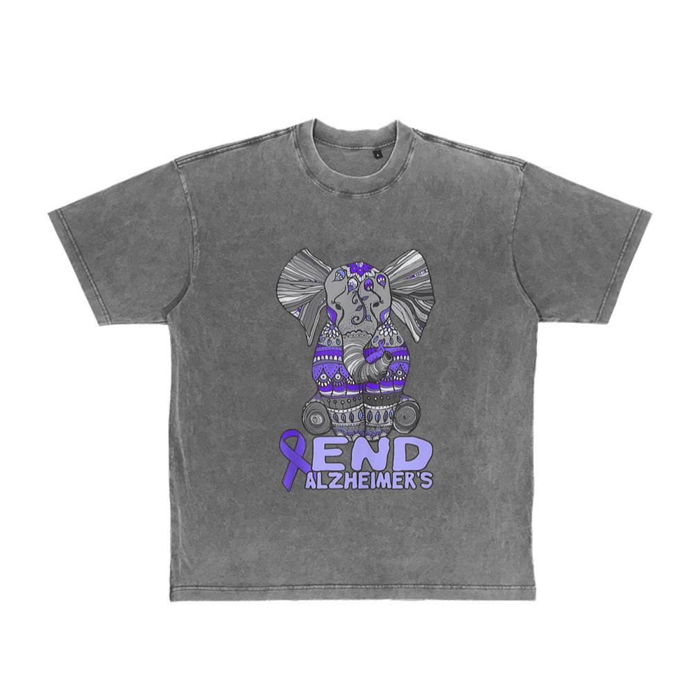 Alzheimer Awareness and purple Elephant Animal T-Shirt