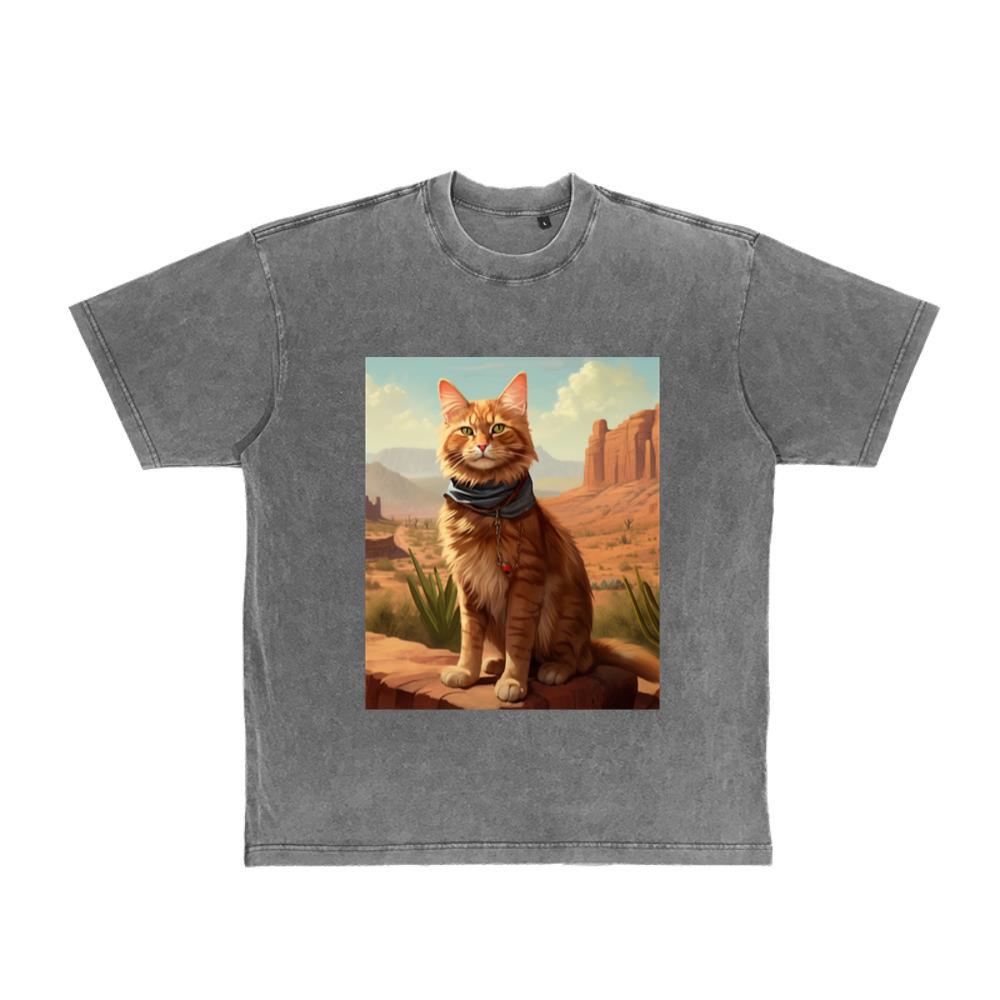 American Western Cowboy Feline Animal Ginger Cat T-Shirt
