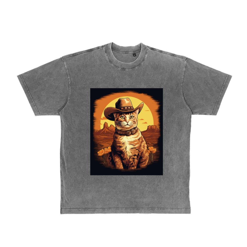 American Western Cowboy Feline Animal Ginger Cat_1 T-Shirt