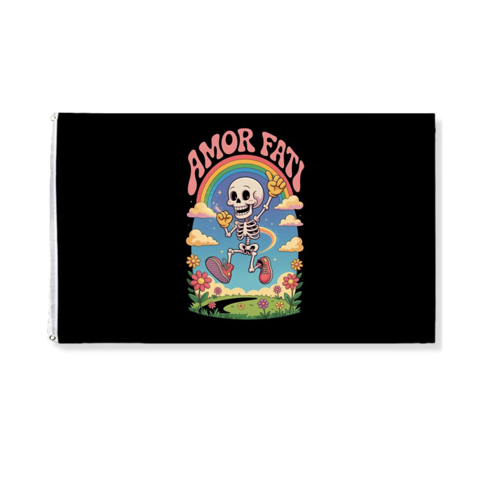 Amor Fati Skeleton Rainbow Artwork for Dreamy and Positive Souls Flat