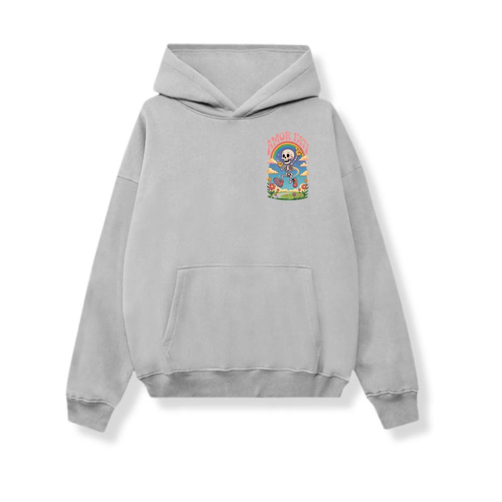 Amor Fati Skeleton Rainbow Artwork for Dreamy and Positive Souls Hoodie