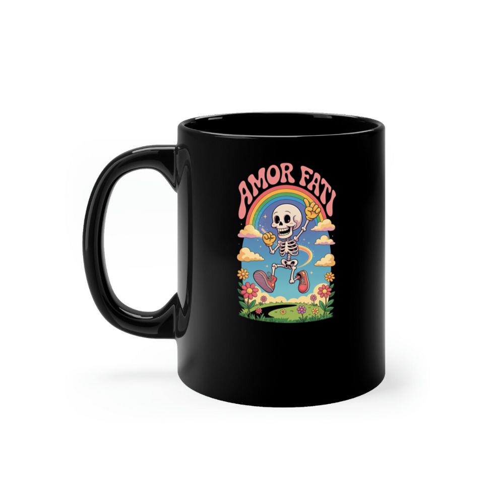 Amor Fati Skeleton Rainbow Artwork for Dreamy and Positive Souls Mug