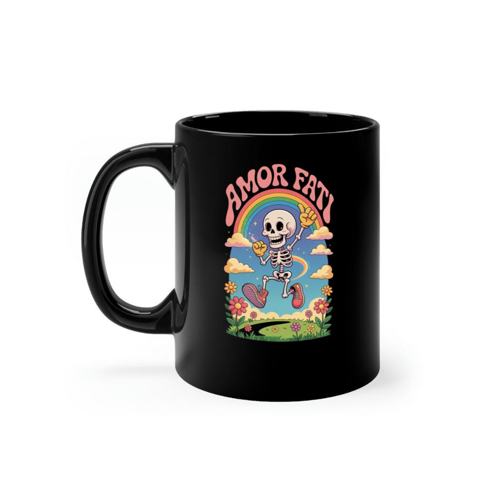 Amor Fati Skeleton Rainbow Artwork for Dreamy and Positive Souls Mug