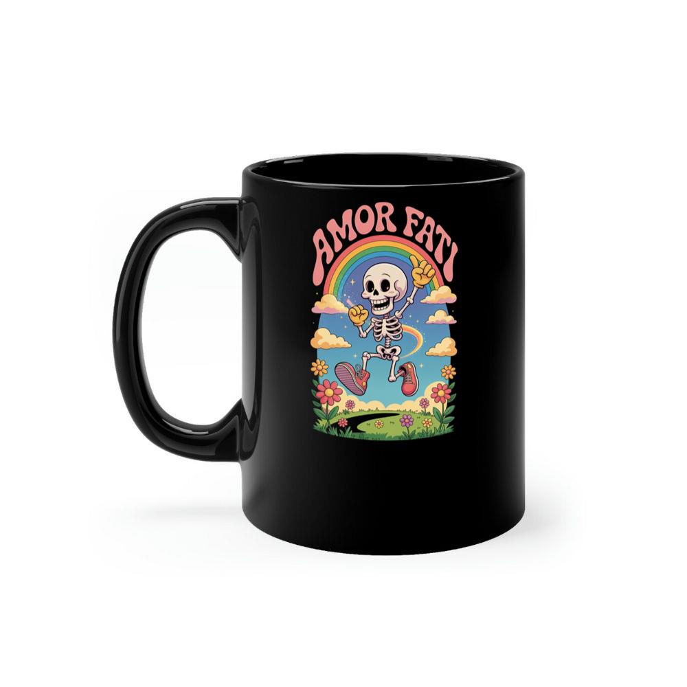 Amor Fati Skeleton Rainbow Artwork for Dreamy and Positive Souls Mug