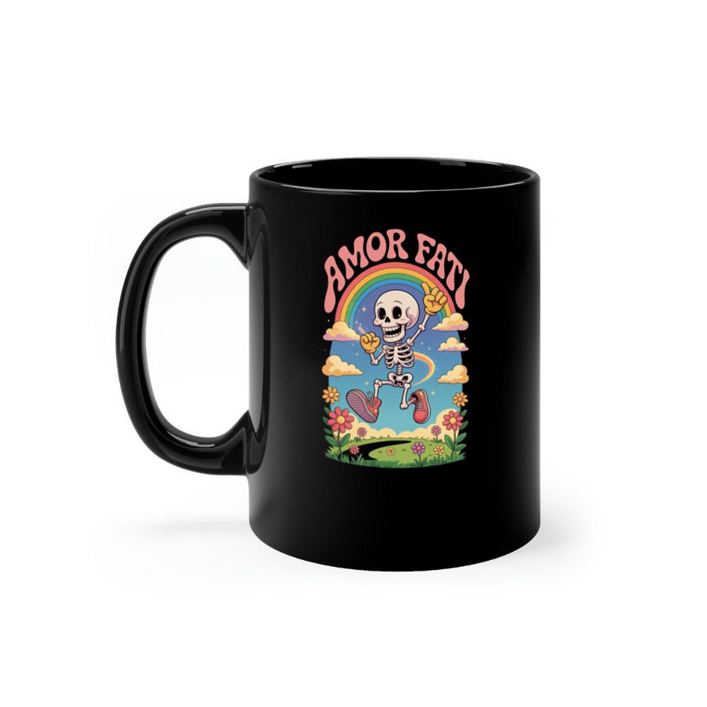 Amor Fati Skeleton Rainbow Artwork for Dreamy and Positive Souls Mug