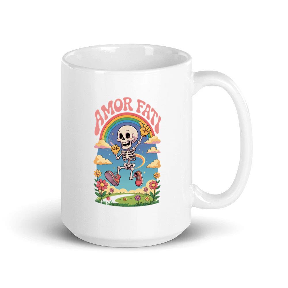 Amor Fati Skeleton Rainbow Artwork for Dreamy and Positive Souls Mug
