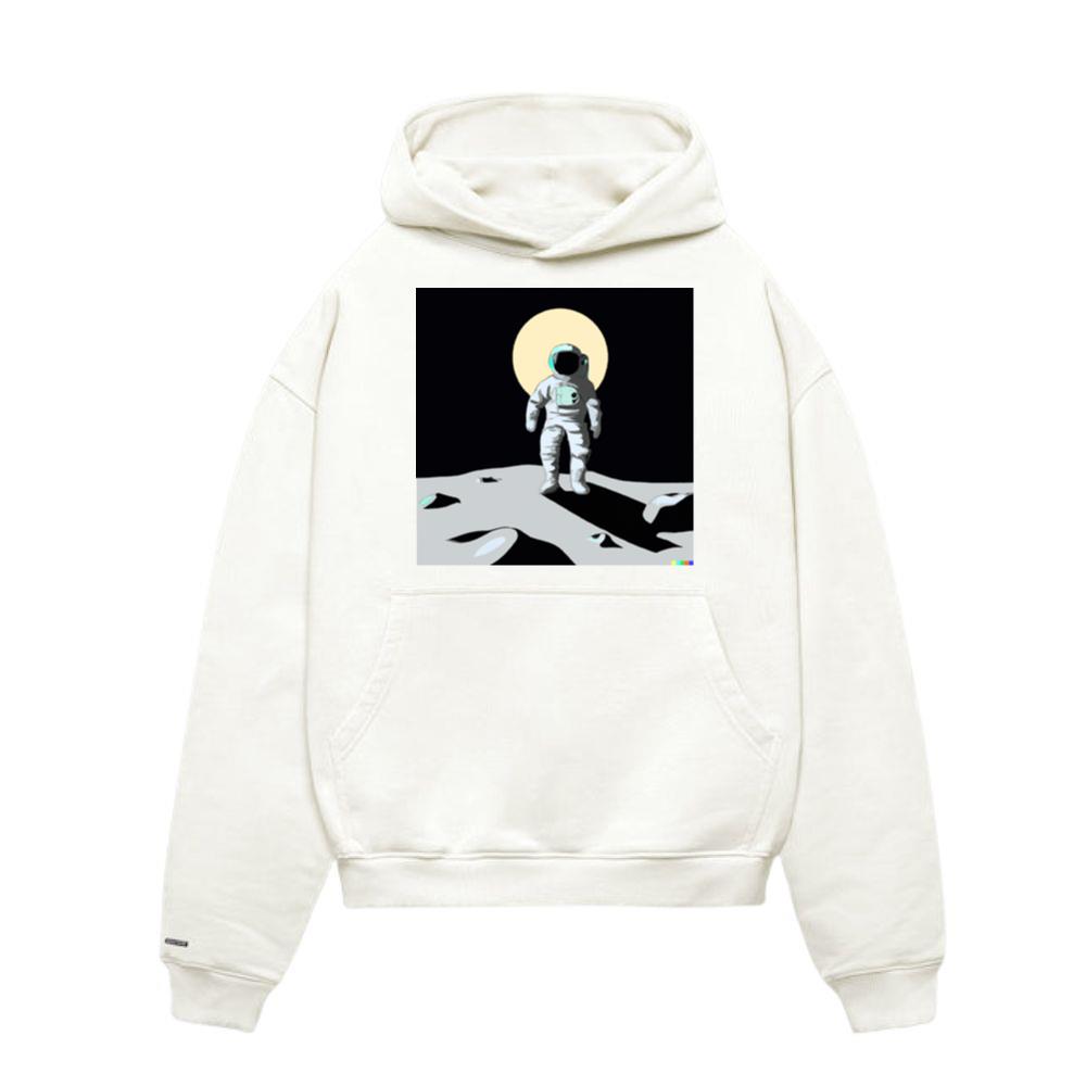 An anime of an astronaut standing oo a moon Hoodie