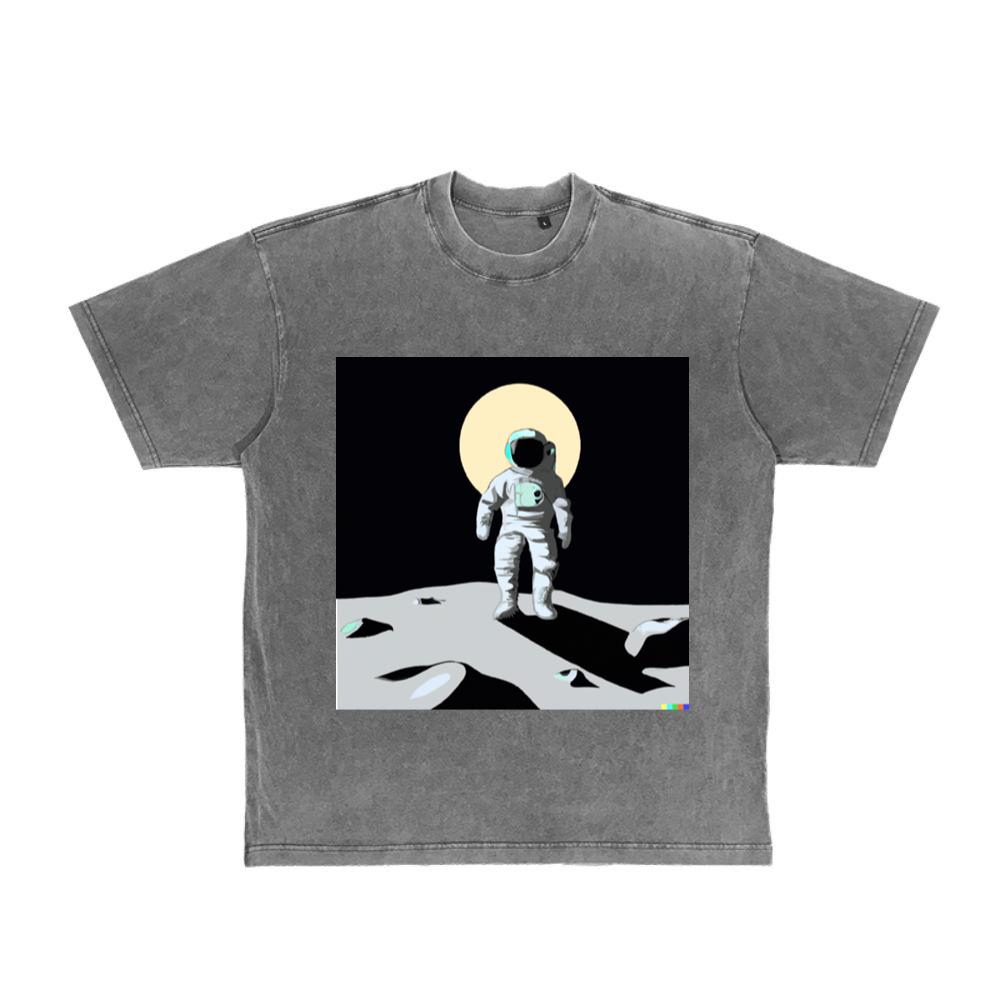 An anime of an astronaut standing oo a moon T-Shirt