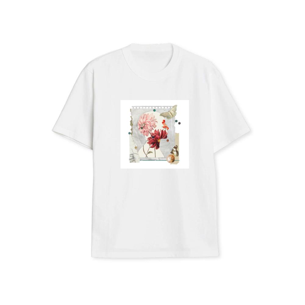 An Artistic Montage of a Silhouette Head with Blooming Flowers and Butterflies T-Shirts
