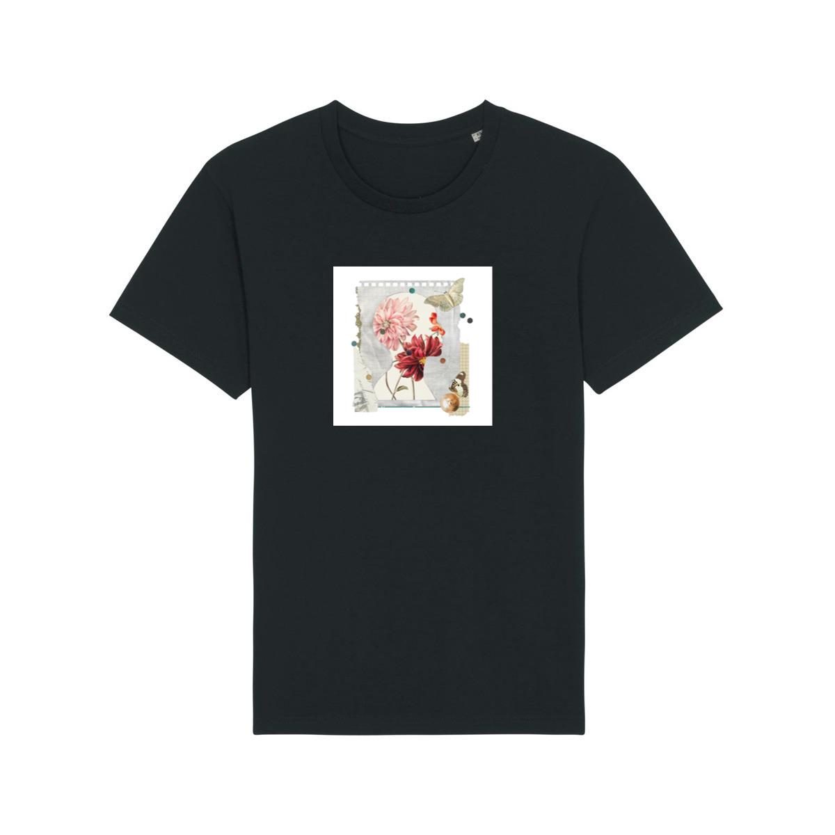 An Artistic Montage of a Silhouette Head with Blooming Flowers and Butterflies T-Shirts