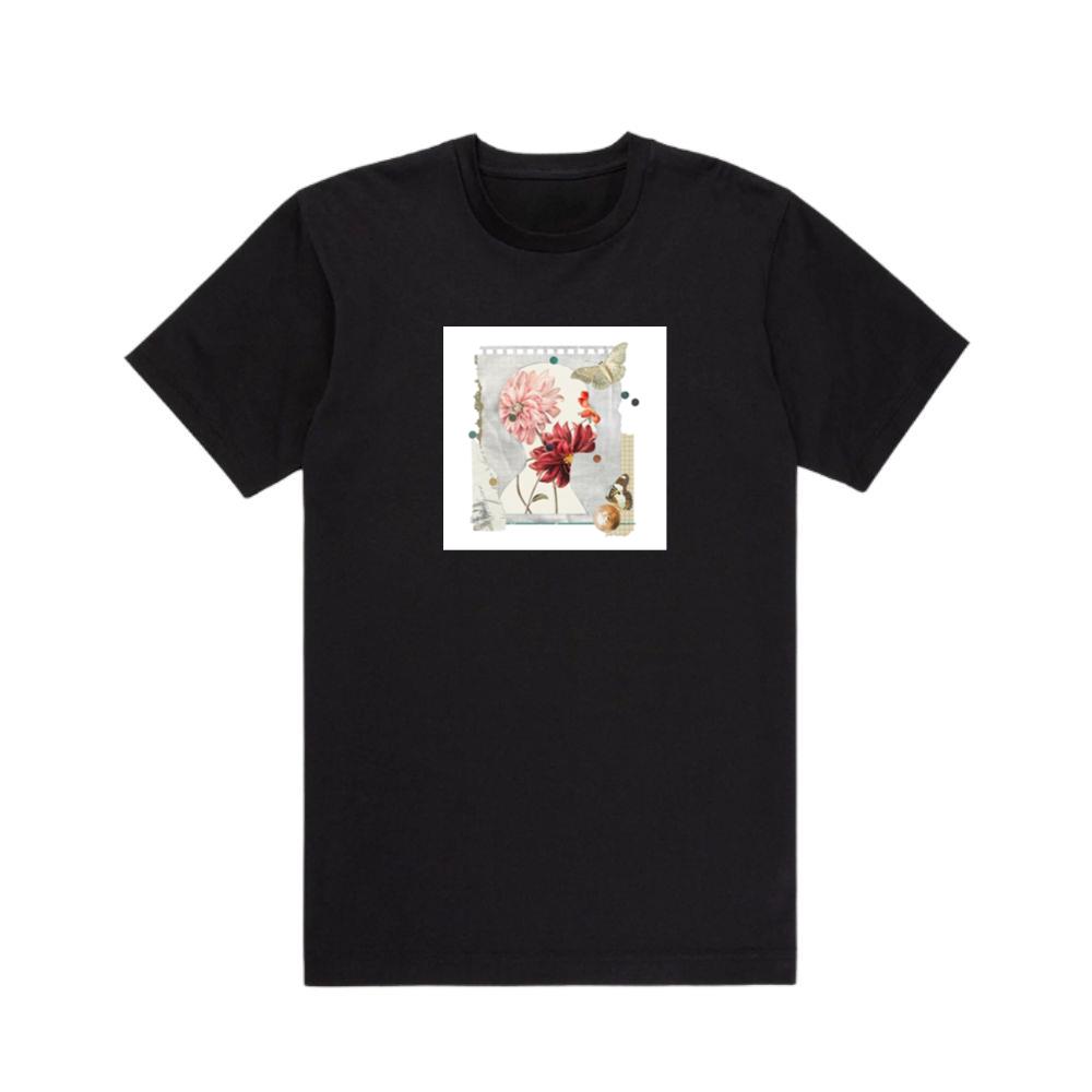 An Artistic Montage of a Silhouette Head with Blooming Flowers and Butterflies T-Shirts